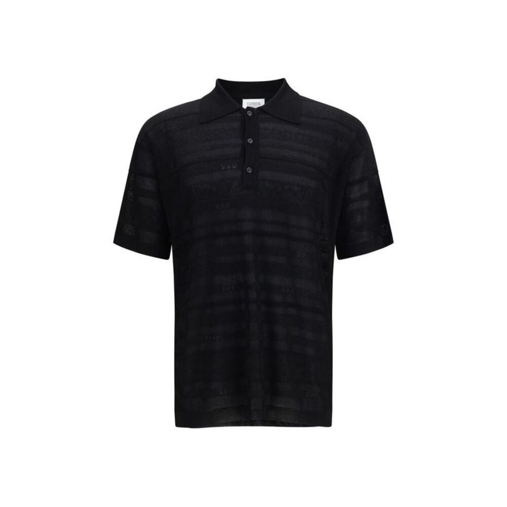 Laneus Black Cotton Polo Men's Shirt